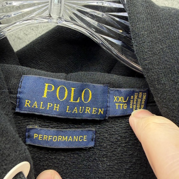 Polo Ralph Lauren Hoodie Mens 2XL Black Performance Fleece Pullover Pony Logo - Picture 6 of 8